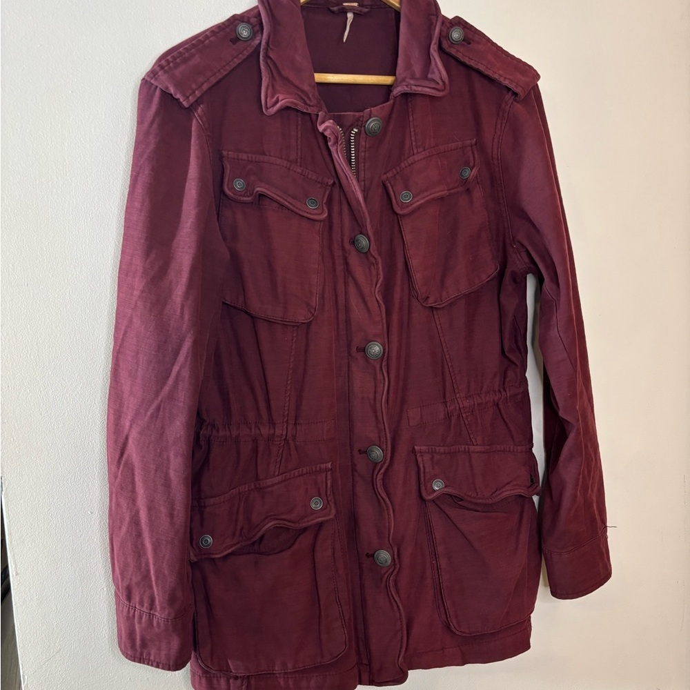 Free People Not Your Brothers Surplus Burgundy Utility Jacket - Picture 3 of 10